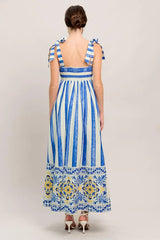 BLUE HORIZON BEAUTY WOVEN MIDI DRESS - Flying Tomato - Flyclothing LLC
