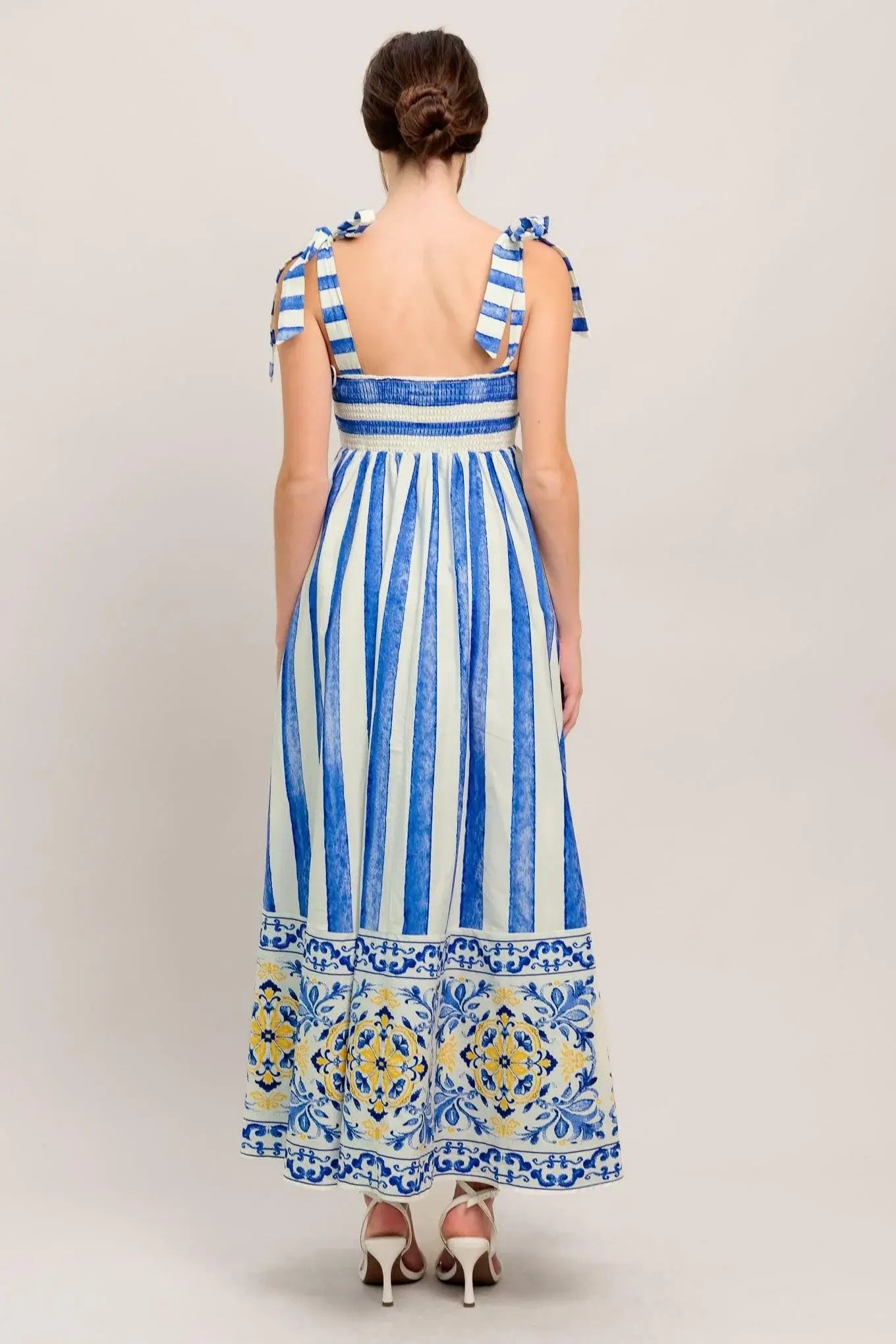 BLUE HORIZON BEAUTY WOVEN MIDI DRESS - Flying Tomato - Flyclothing LLC
