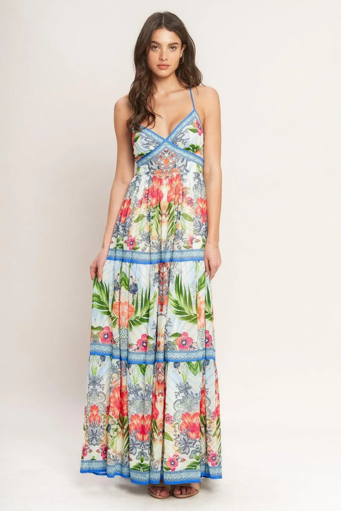 FRESH BOTANICAL SCALE WOVEN MAXI DRESS - Flying Tomato - Flyclothing LLC