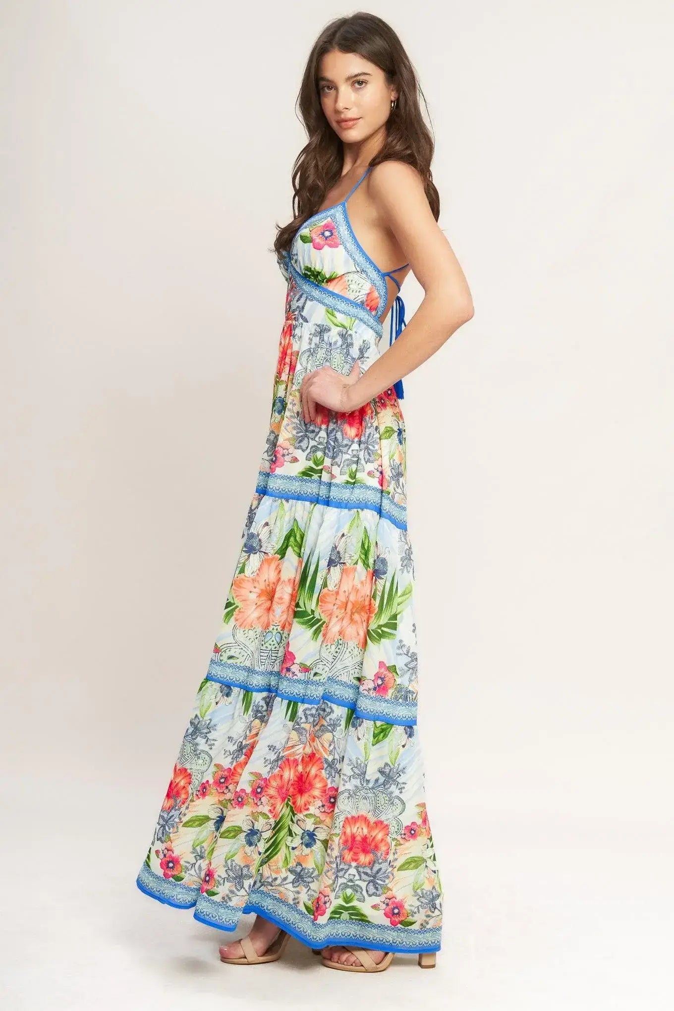 FRESH BOTANICAL SCALE WOVEN MAXI DRESS - Flying Tomato - Flyclothing LLC
