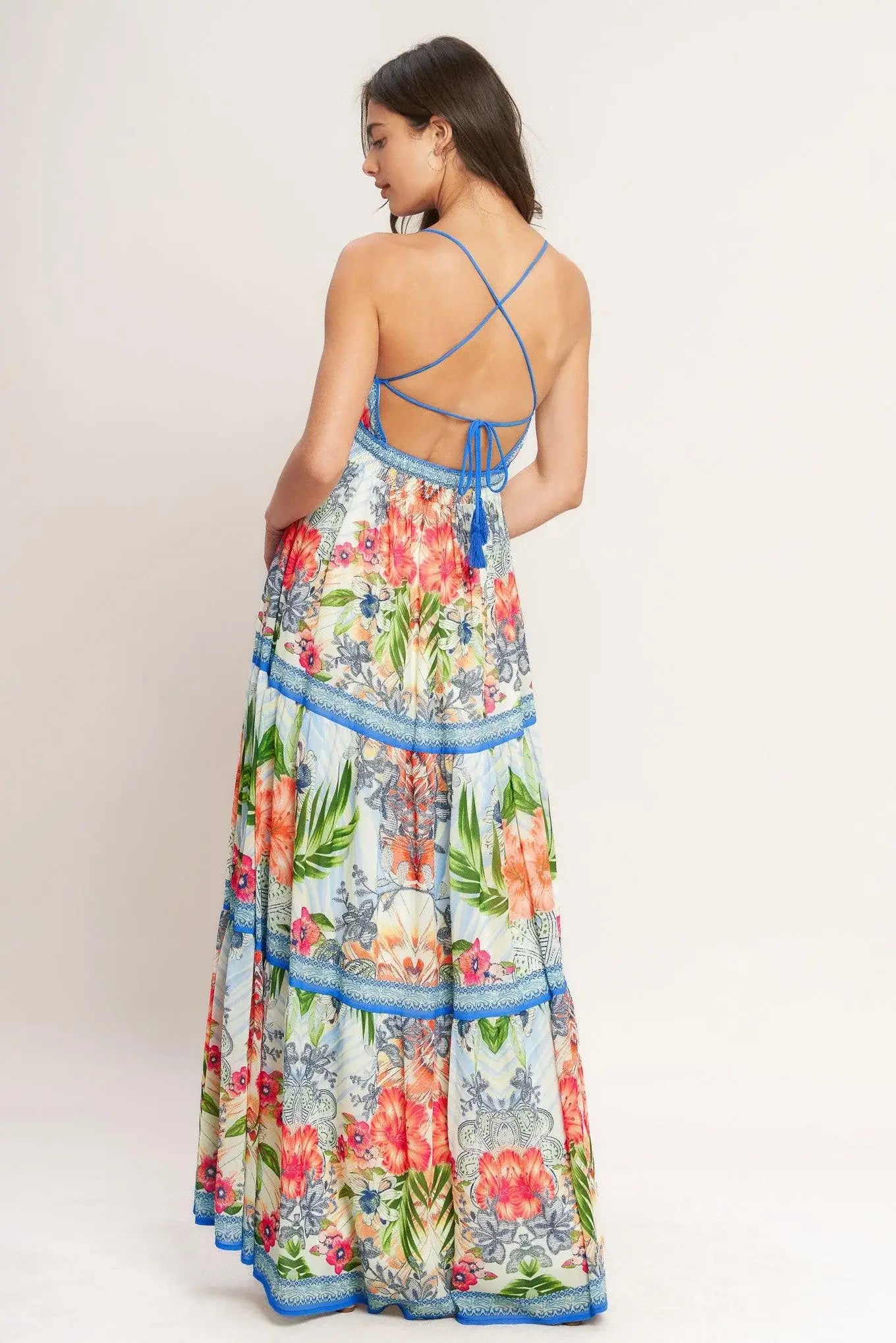 FRESH BOTANICAL SCALE WOVEN MAXI DRESS - Flying Tomato - Flyclothing LLC