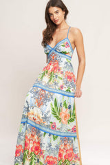 FRESH BOTANICAL SCALE WOVEN MAXI DRESS - Flying Tomato - Flyclothing LLC