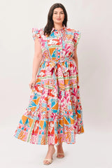 RIVIERA MOSAIC WOVEN MIDI DRESS - Flying Tomato - Flyclothing LLC