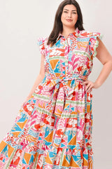 RIVIERA MOSAIC WOVEN MIDI DRESS - Flying Tomato - Flyclothing LLC