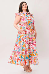 RIVIERA MOSAIC WOVEN MIDI DRESS - Flying Tomato - Flyclothing LLC