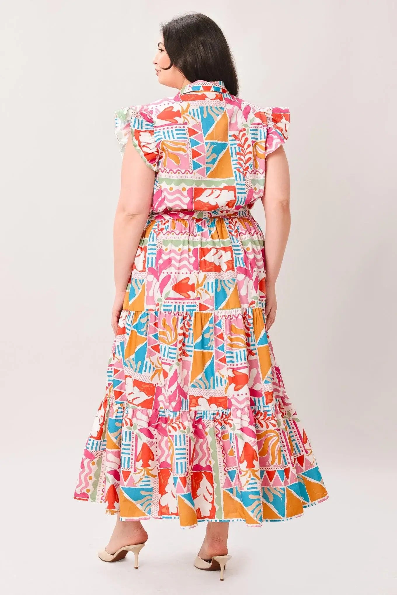 RIVIERA MOSAIC WOVEN MIDI DRESS - Flying Tomato - Flyclothing LLC