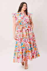 RIVIERA MOSAIC WOVEN MIDI DRESS - Flying Tomato - Flyclothing LLC
