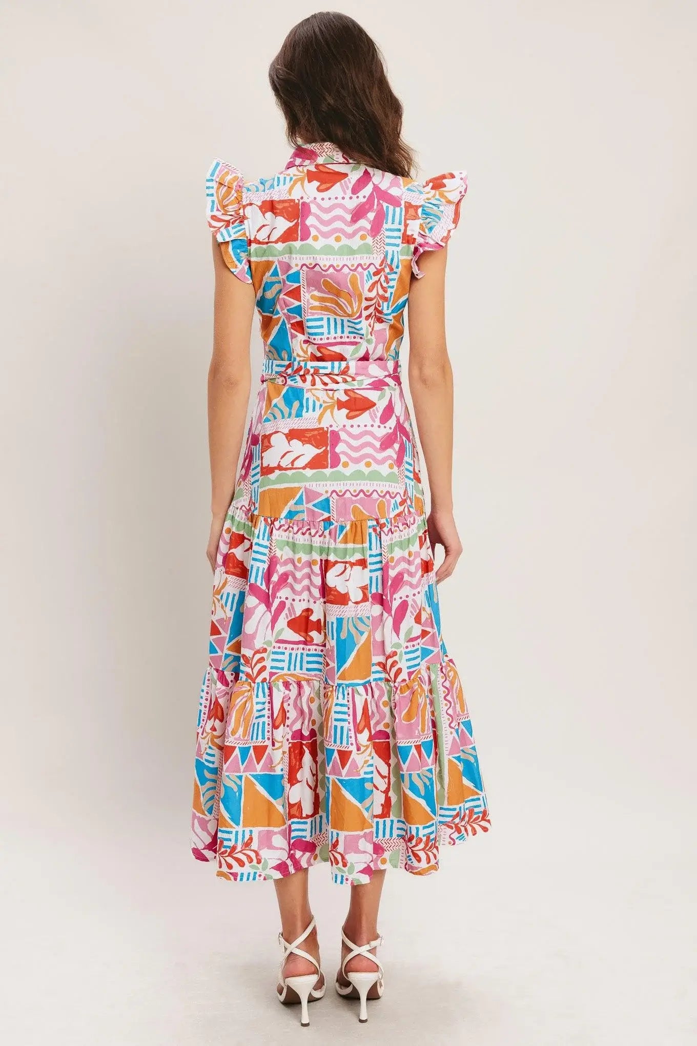 RIVIERA MOSAIC WOVEN MIDI DRESS - Flying Tomato - Flyclothing LLC
