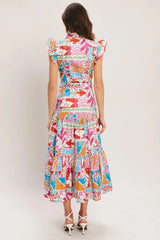 RIVIERA MOSAIC WOVEN MIDI DRESS - Flying Tomato - Flyclothing LLC