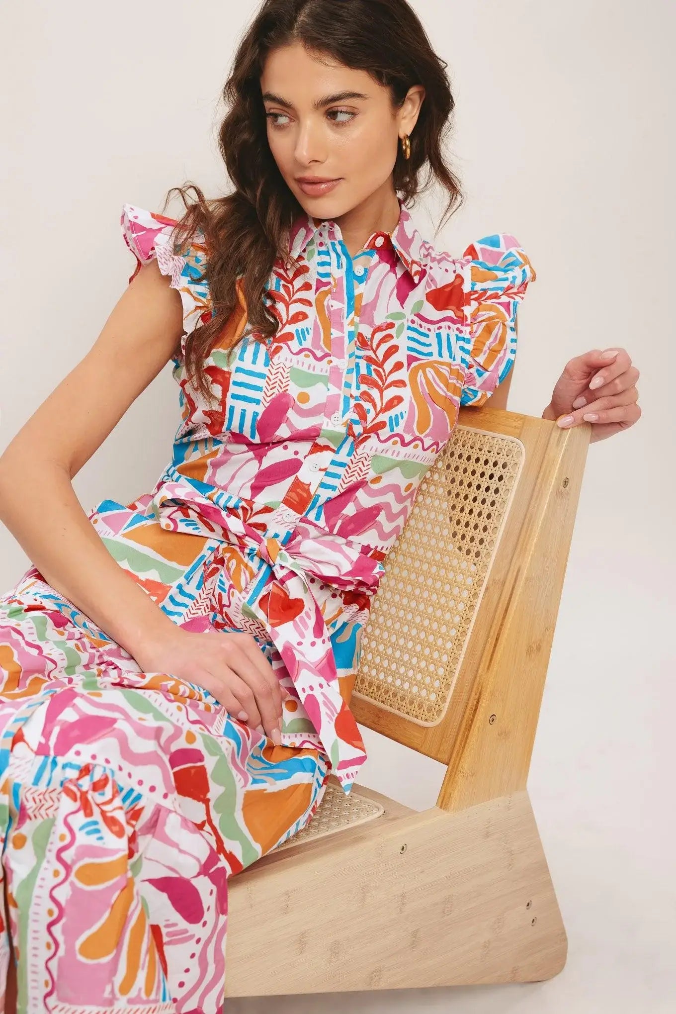 RIVIERA MOSAIC WOVEN MIDI DRESS - Flying Tomato - Flyclothing LLC