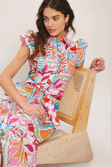 RIVIERA MOSAIC WOVEN MIDI DRESS - Flying Tomato - Flyclothing LLC