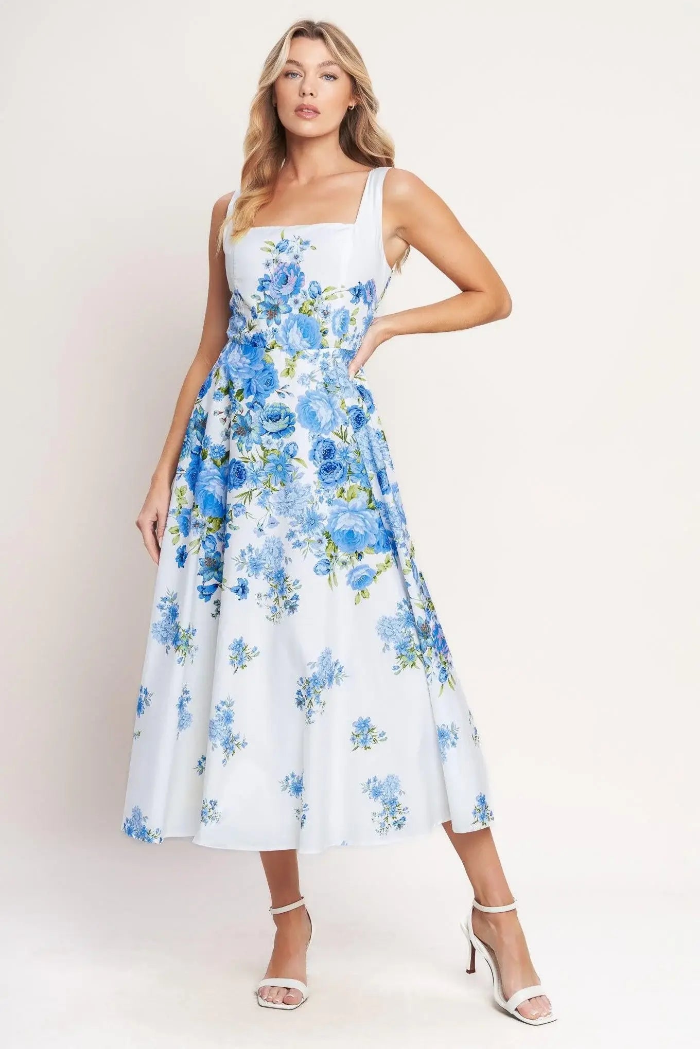 CLASSIC BLOOM DAY WOVEN MIDI DRESS - Flying Tomato - Flyclothing LLC