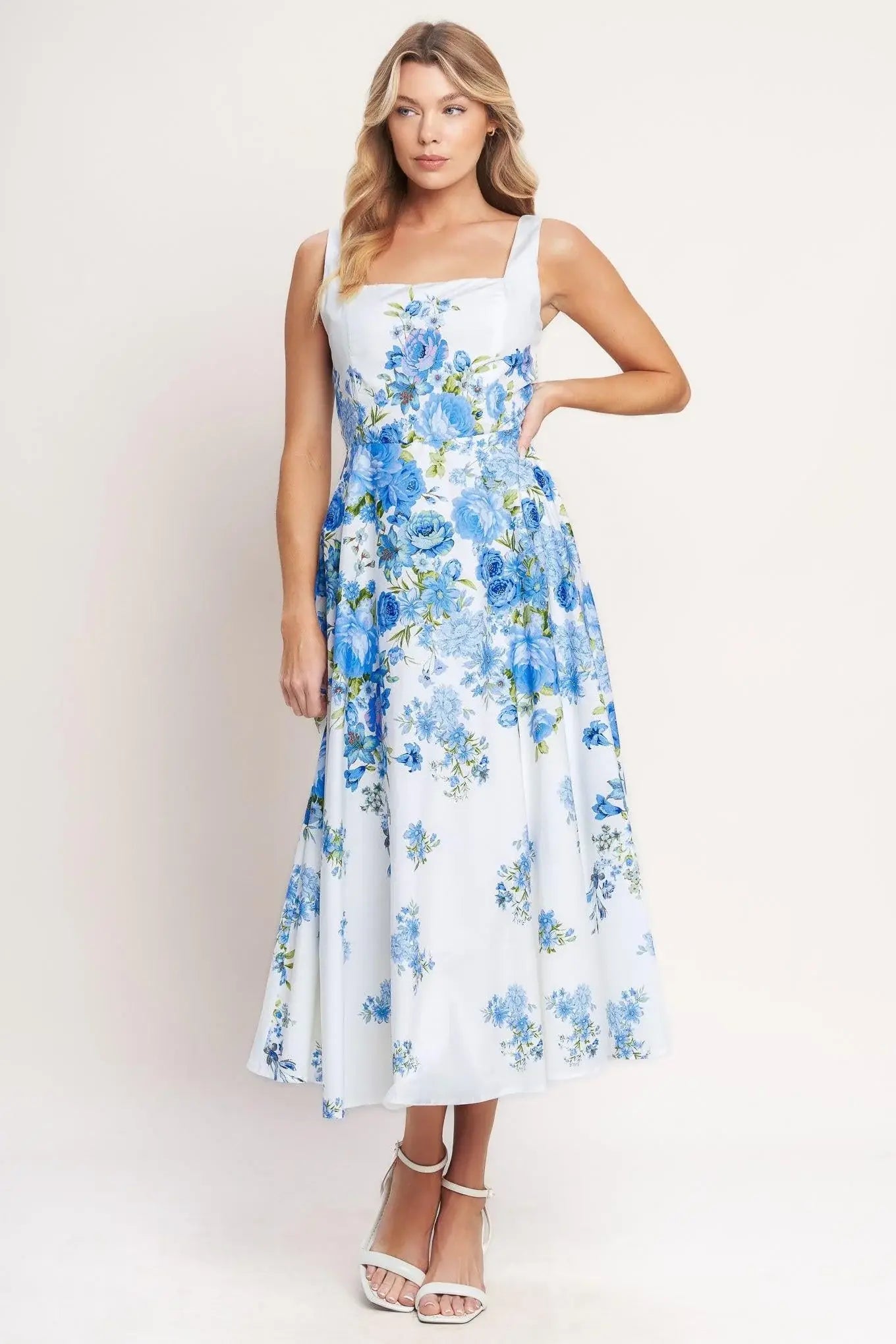 CLASSIC BLOOM DAY WOVEN MIDI DRESS - Flying Tomato - Flyclothing LLC