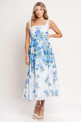 CLASSIC BLOOM DAY WOVEN MIDI DRESS - Flying Tomato - Flyclothing LLC