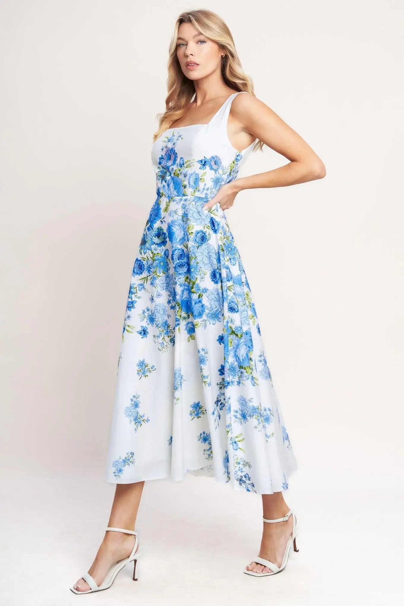 CLASSIC BLOOM DAY WOVEN MIDI DRESS - Flying Tomato - Flyclothing LLC