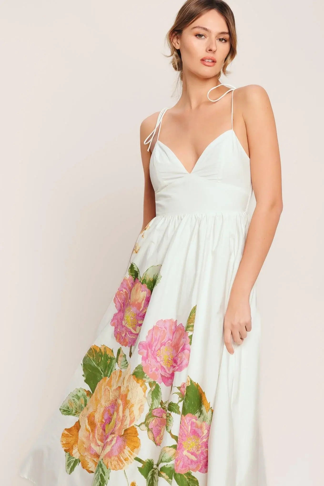 POETIC BLOOM WOVEN MIDI DRESS - Flying Tomato - Flyclothing LLC