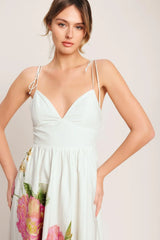 POETIC BLOOM WOVEN MIDI DRESS - Flying Tomato - Flyclothing LLC