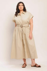 BARE ELEGANCE WOVEN MIDI DRESS - Flying Tomato - Flyclothing LLC