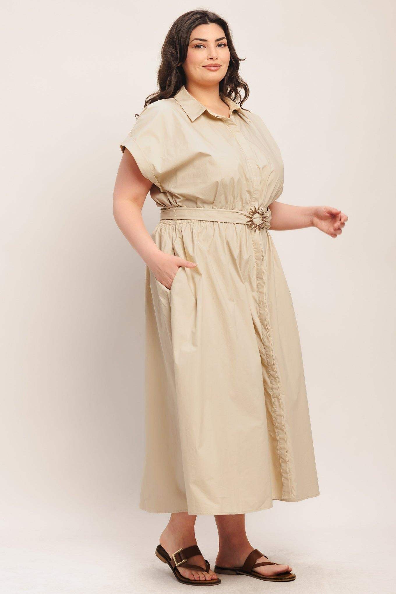 BARE ELEGANCE WOVEN MIDI DRESS - Flying Tomato - Flyclothing LLC