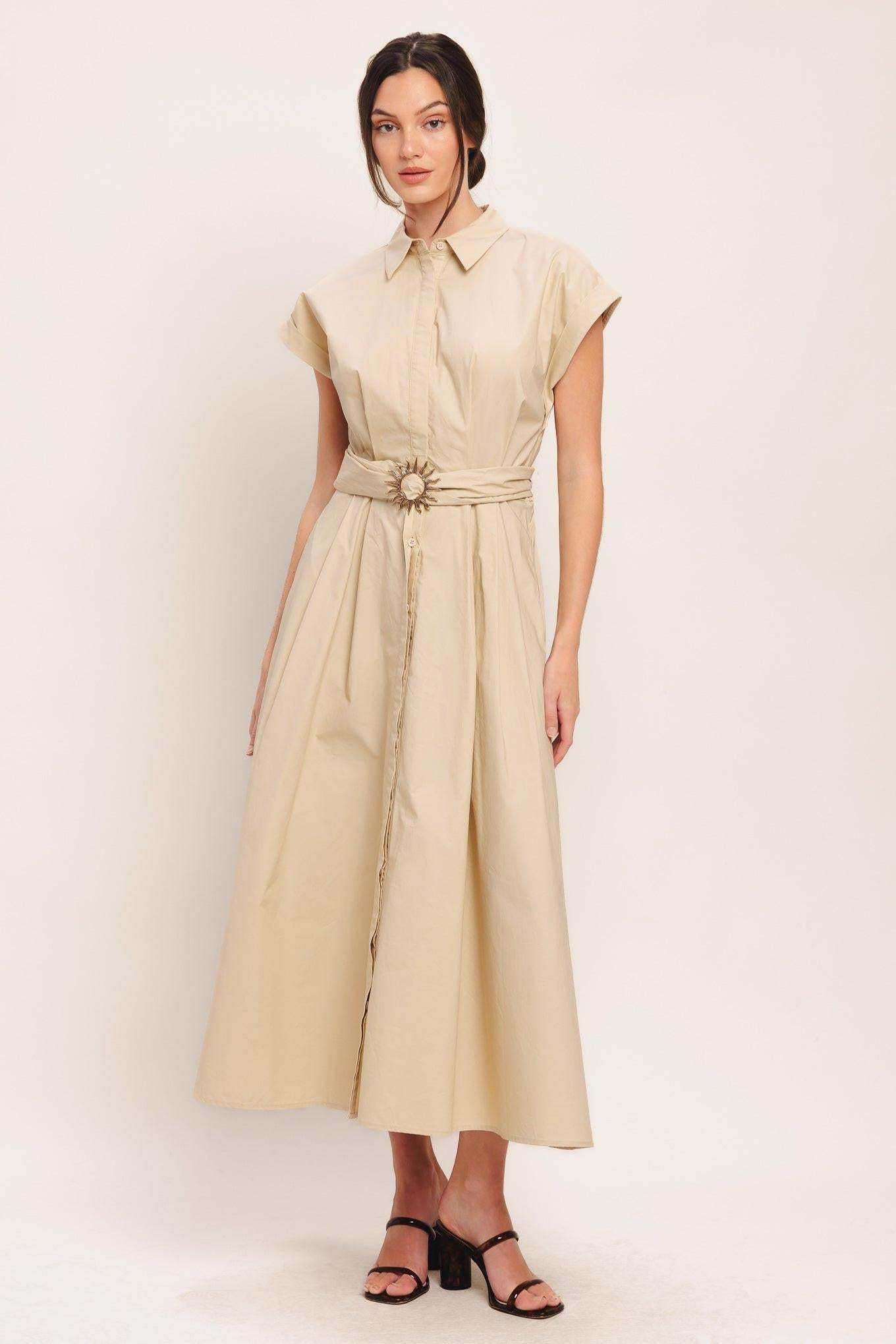 BARE ELEGANCE WOVEN MIDI DRESS - Flying Tomato - Flyclothing LLC