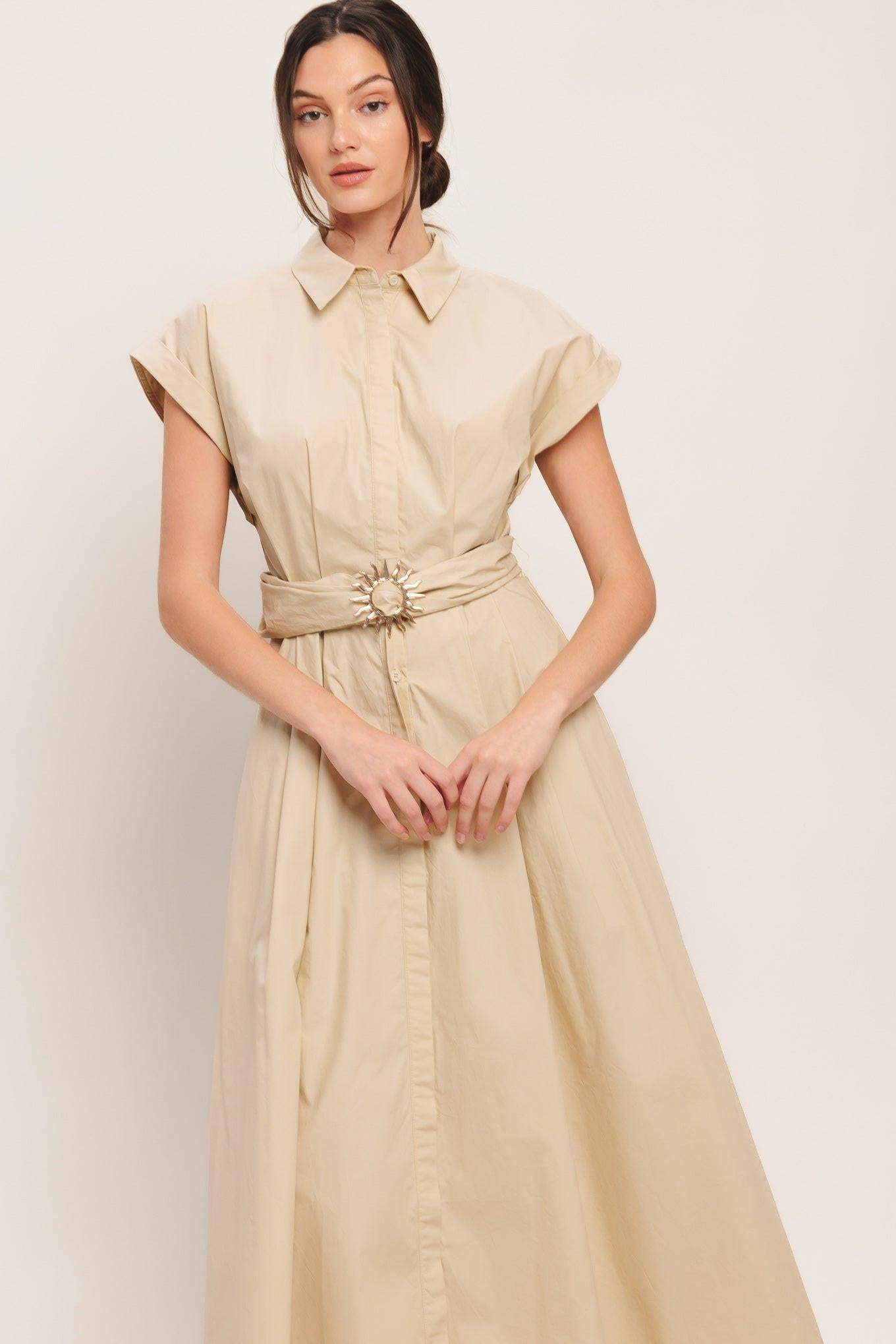 BARE ELEGANCE WOVEN MIDI DRESS - Flying Tomato - Flyclothing LLC
