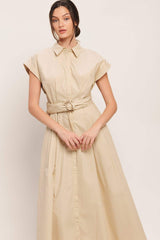 BARE ELEGANCE WOVEN MIDI DRESS - Flying Tomato - Flyclothing LLC