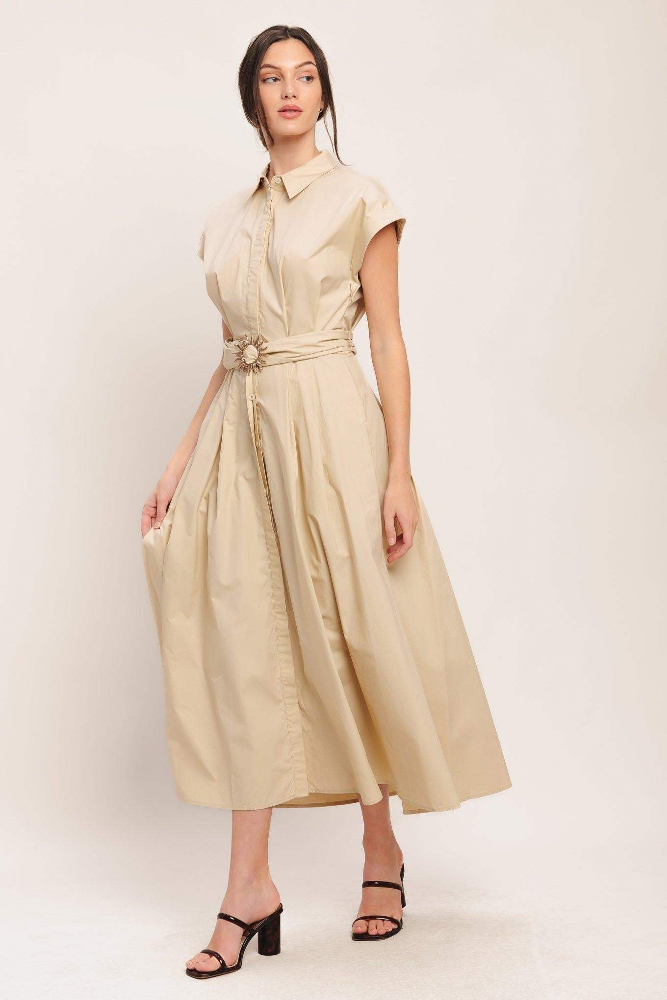 BARE ELEGANCE WOVEN MIDI DRESS - Flying Tomato - Flyclothing LLC