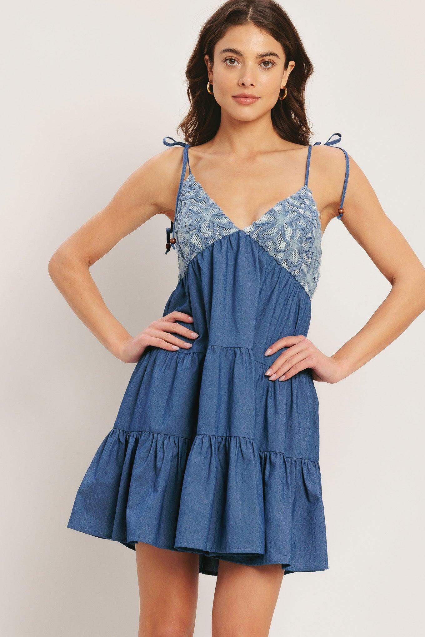 BLUEBELL BABYDOLL WOVEN MINI DRESS - Flying Tomato - Flyclothing LLC
