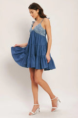 BLUEBELL BABYDOLL WOVEN MINI DRESS - Flying Tomato - Flyclothing LLC
