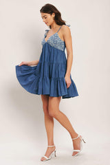 BLUEBELL BABYDOLL WOVEN MINI DRESS - Flying Tomato - Flyclothing LLC