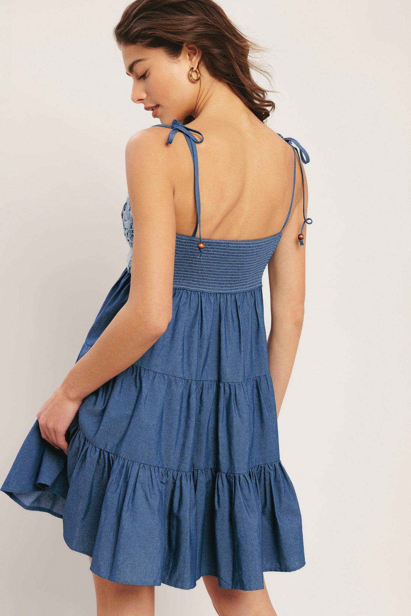 BLUEBELL BABYDOLL WOVEN MINI DRESS - Flying Tomato - Flyclothing LLC