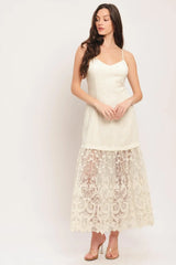 MILK PETAL WOVEN LACE MIDI DRESS - Flying Tomato - Flyclothing LLC