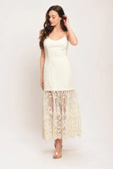 MILK PETAL WOVEN LACE MIDI DRESS - Flying Tomato - Flyclothing LLC