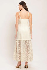 MILK PETAL WOVEN LACE MIDI DRESS - Flying Tomato - Flyclothing LLC