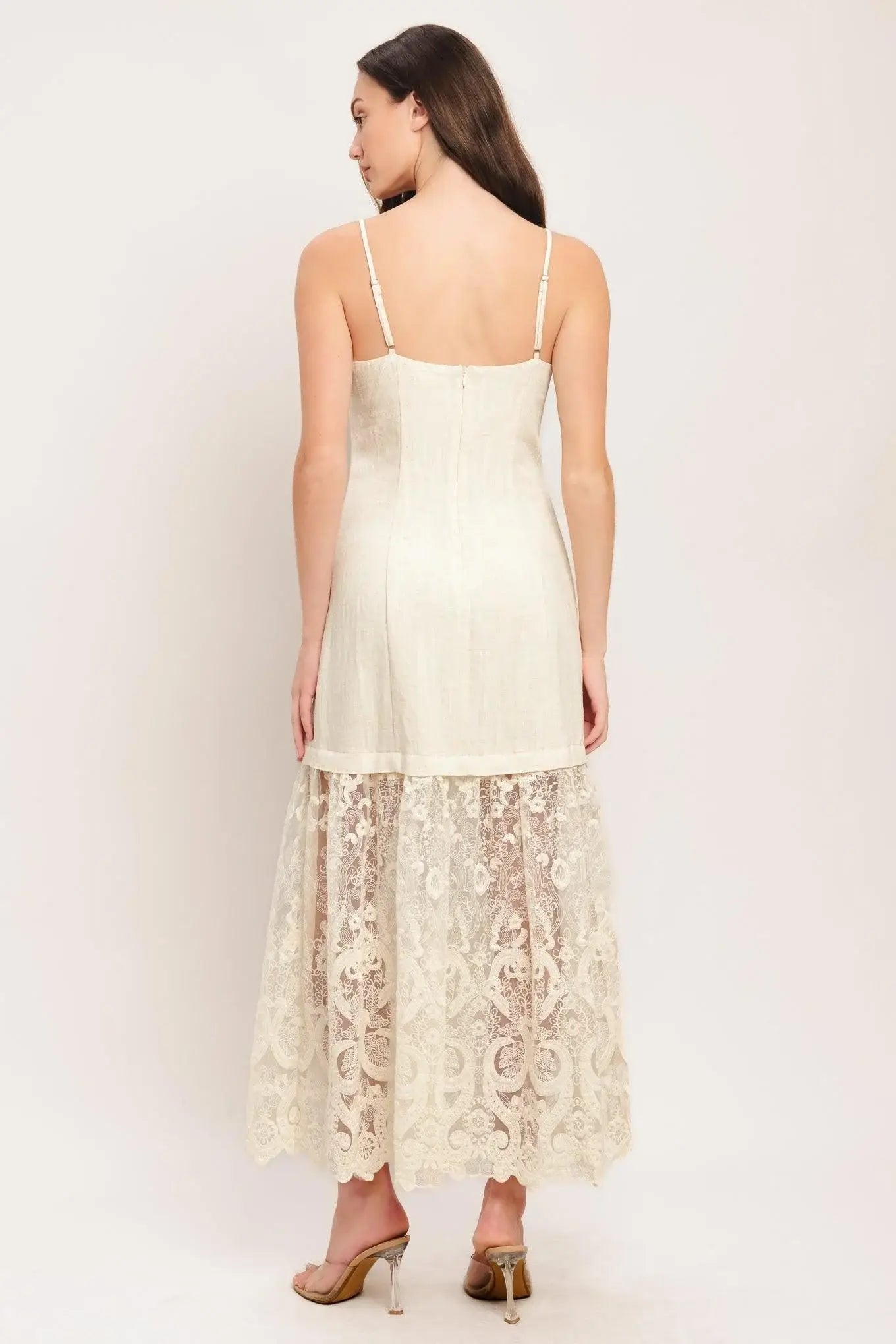 MILK PETAL WOVEN LACE MIDI DRESS - Flying Tomato - Flyclothing LLC