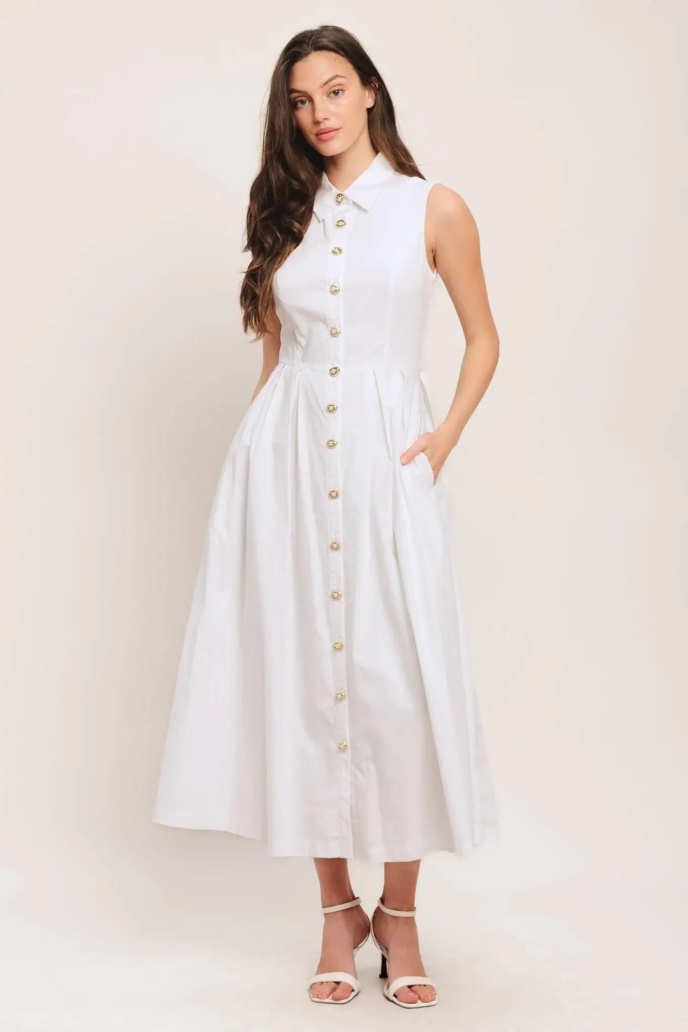 HEART OF WHITE WOVEN MIDI DRESS - Flying Tomato - Flyclothing LLC