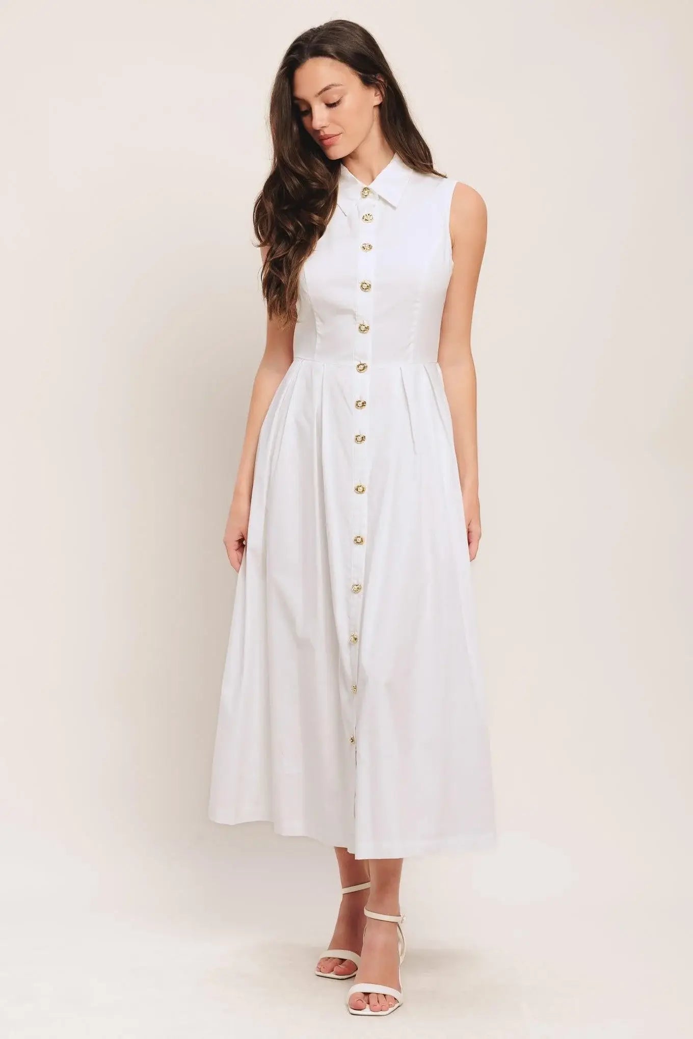 HEART OF WHITE WOVEN MIDI DRESS - Flying Tomato - Flyclothing LLC