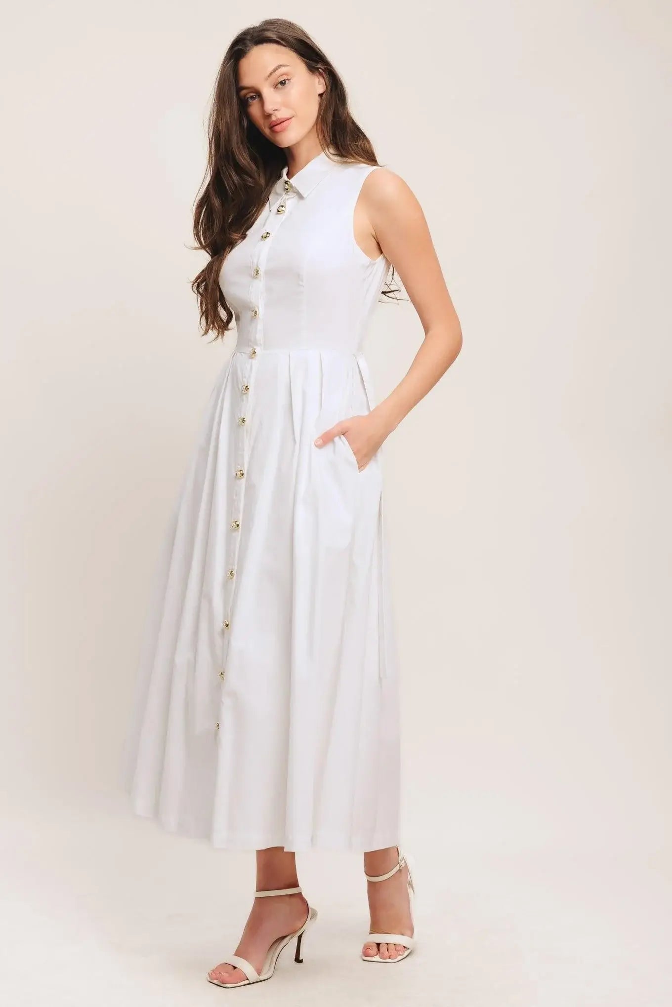 HEART OF WHITE WOVEN MIDI DRESS - Flying Tomato - Flyclothing LLC