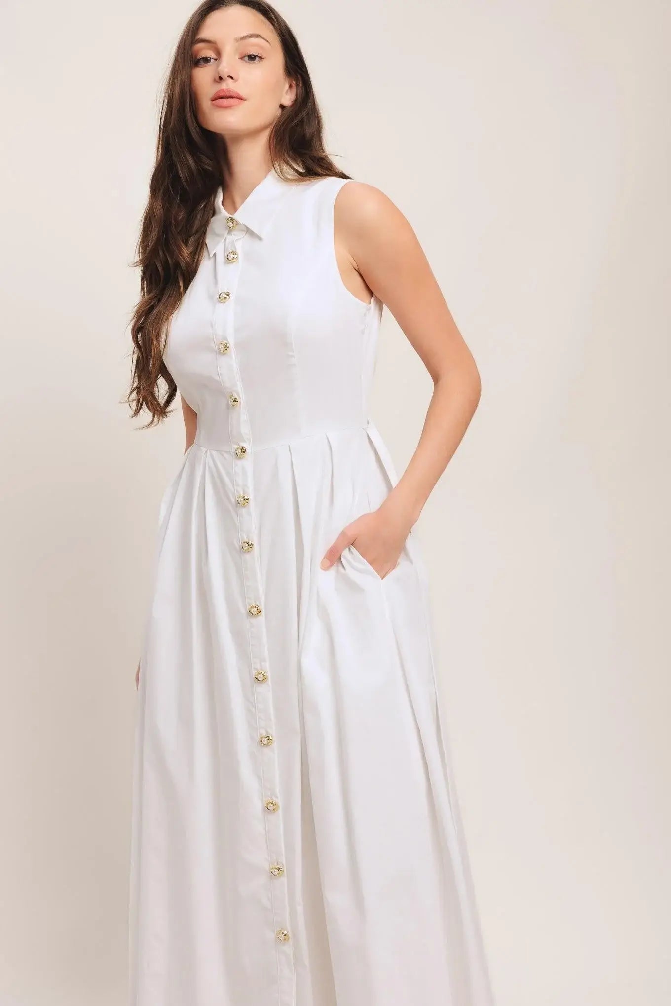 HEART OF WHITE WOVEN MIDI DRESS - Flying Tomato - Flyclothing LLC