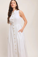 HEART OF WHITE WOVEN MIDI DRESS - Flying Tomato - Flyclothing LLC
