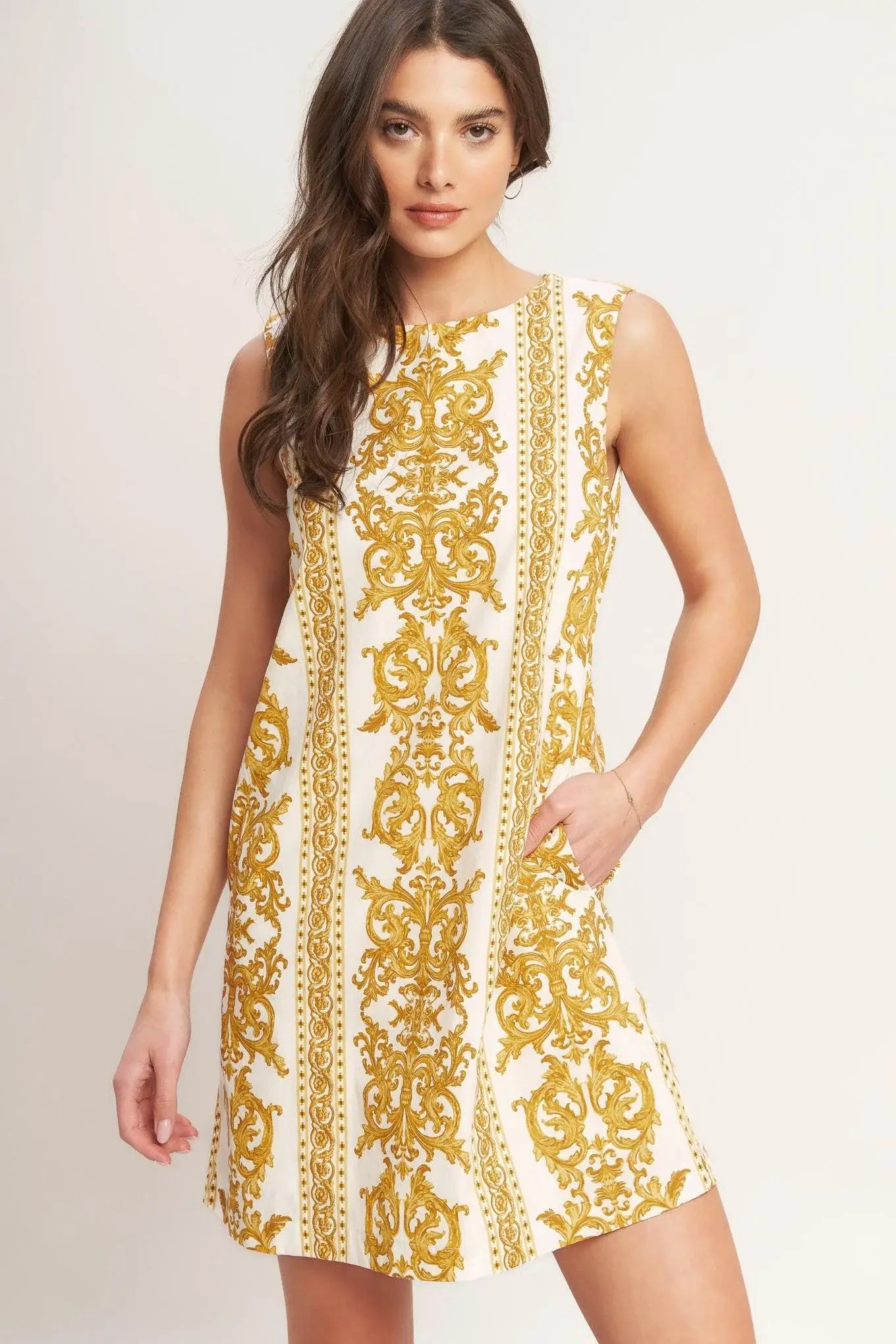 CITY GIRL WITH EDGE WOVEN MINI SHIFT DRESS - Flying Tomato - Flyclothing LLC