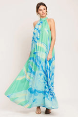BLUE HORIZON WOVEN MAXI DRESS - Flying Tomato - Flyclothing LLC