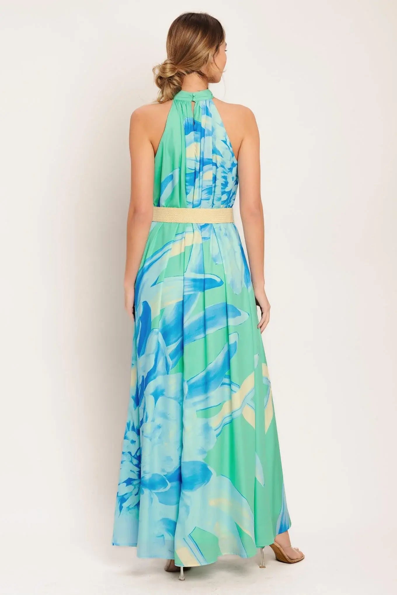 BLUE HORIZON WOVEN MAXI DRESS - Flying Tomato - Flyclothing LLC