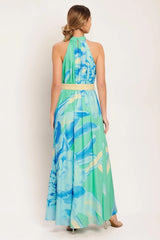 BLUE HORIZON WOVEN MAXI DRESS - Flying Tomato - Flyclothing LLC