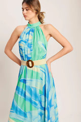 BLUE HORIZON WOVEN MAXI DRESS - Flying Tomato - Flyclothing LLC