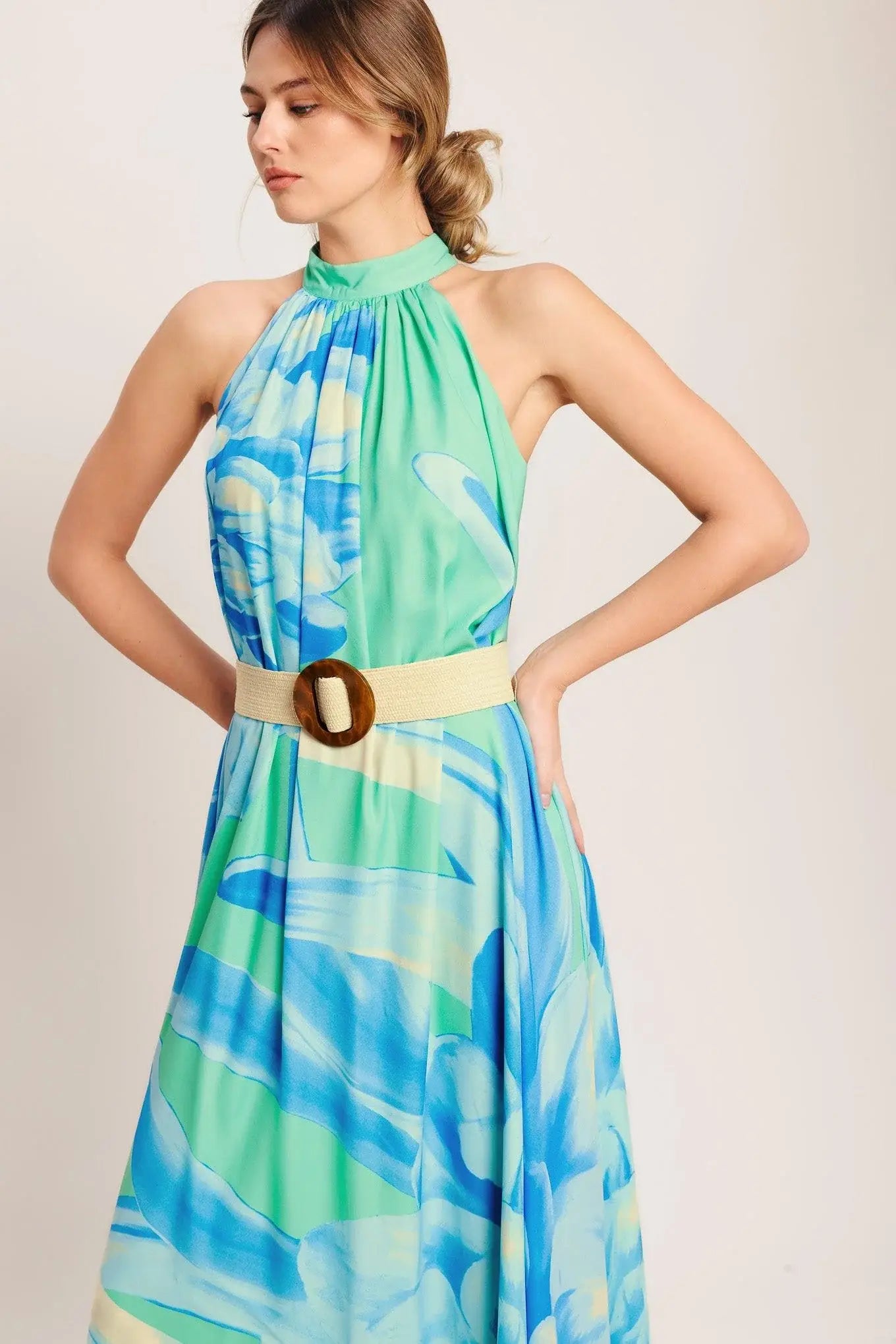 BLUE HORIZON WOVEN MAXI DRESS - Flying Tomato - Flyclothing LLC