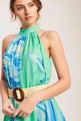 BLUE HORIZON WOVEN MAXI DRESS - Flying Tomato - Flyclothing LLC