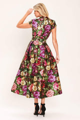 FRESH CANVAS FLORAL WOVEN MIDI DRESS