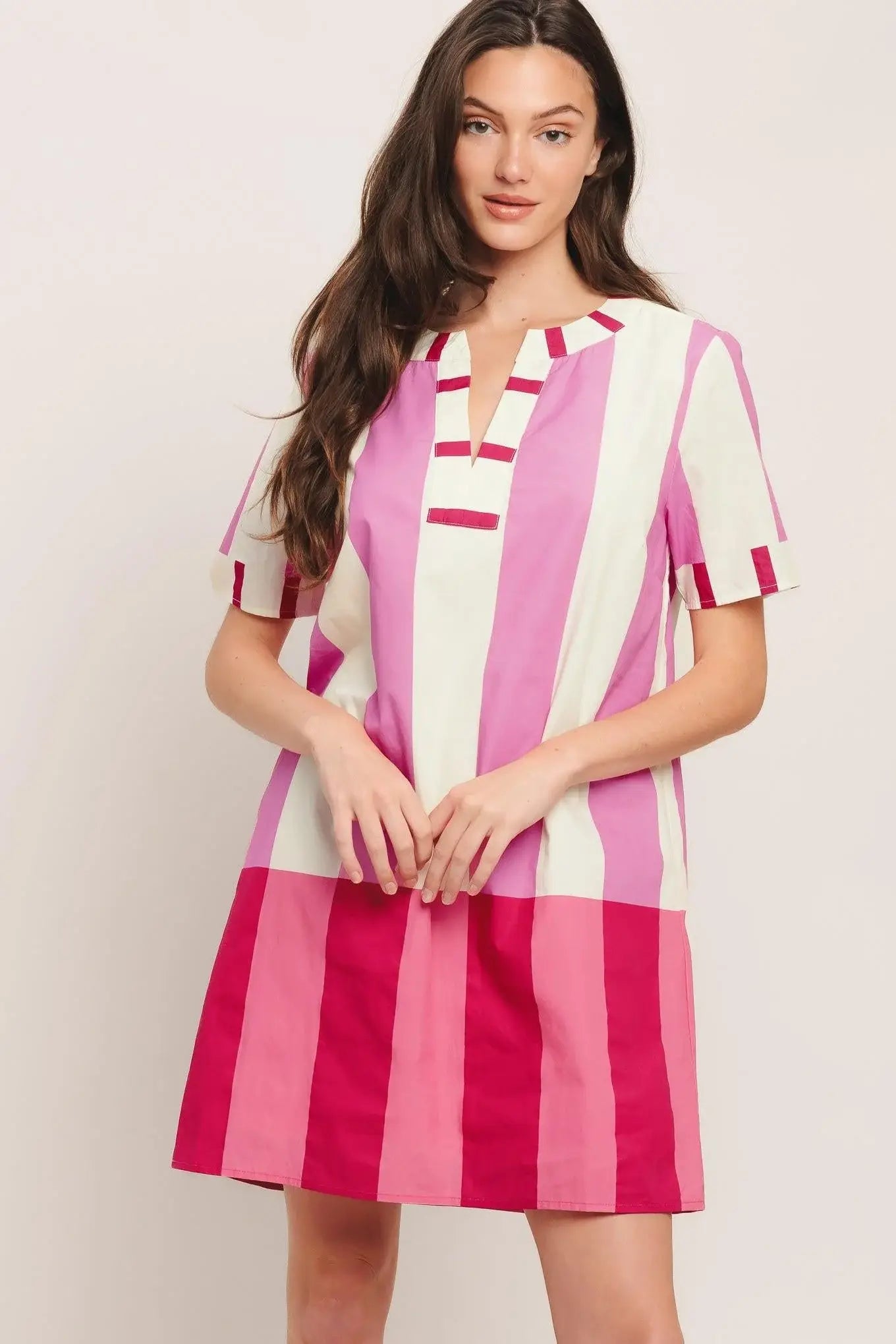 FRESH PINK WOVEN MINI DRESS - Flying Tomato - Flyclothing LLC
