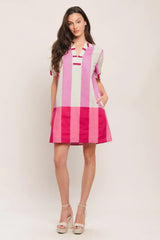 FRESH PINK WOVEN MINI DRESS - Flying Tomato - Flyclothing LLC